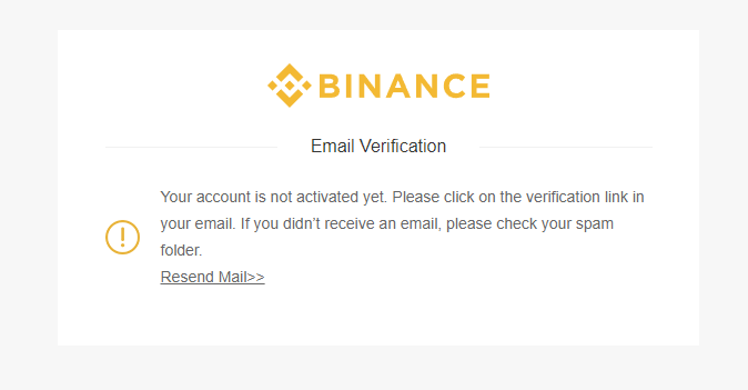 BINANCE（バイナンス）で新規ユーザー登録時の認証メールが届かない場合の対応方法再送方法追記。ログインを試すとメール再送リンクが表示される