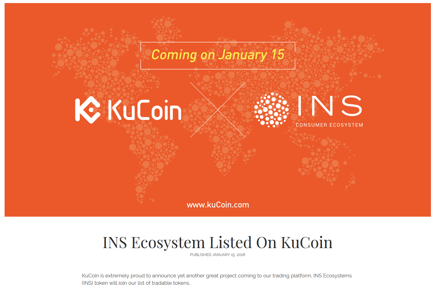 KuCoinに$INS(Ecosystem/エコシステム)が上場！ブロックチェーンで食品生産者と消費者を繋ぐ直販プラットフォーム 仮想通貨情報