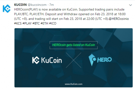$PLAY(HEROcoinヒーローコイン)がKuCoinに上場！仮想通貨取引所アルトコイン新規上場最新情報